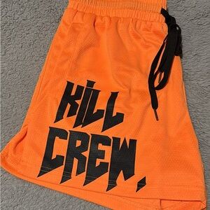 Kill Crew Orange Athletic Women's Shorts with Black Logo